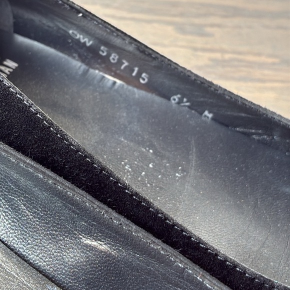 Stuart Weitzman Flats Black Suede Bow Slip On Square Toe size 6.5 - Picture 6 of 12